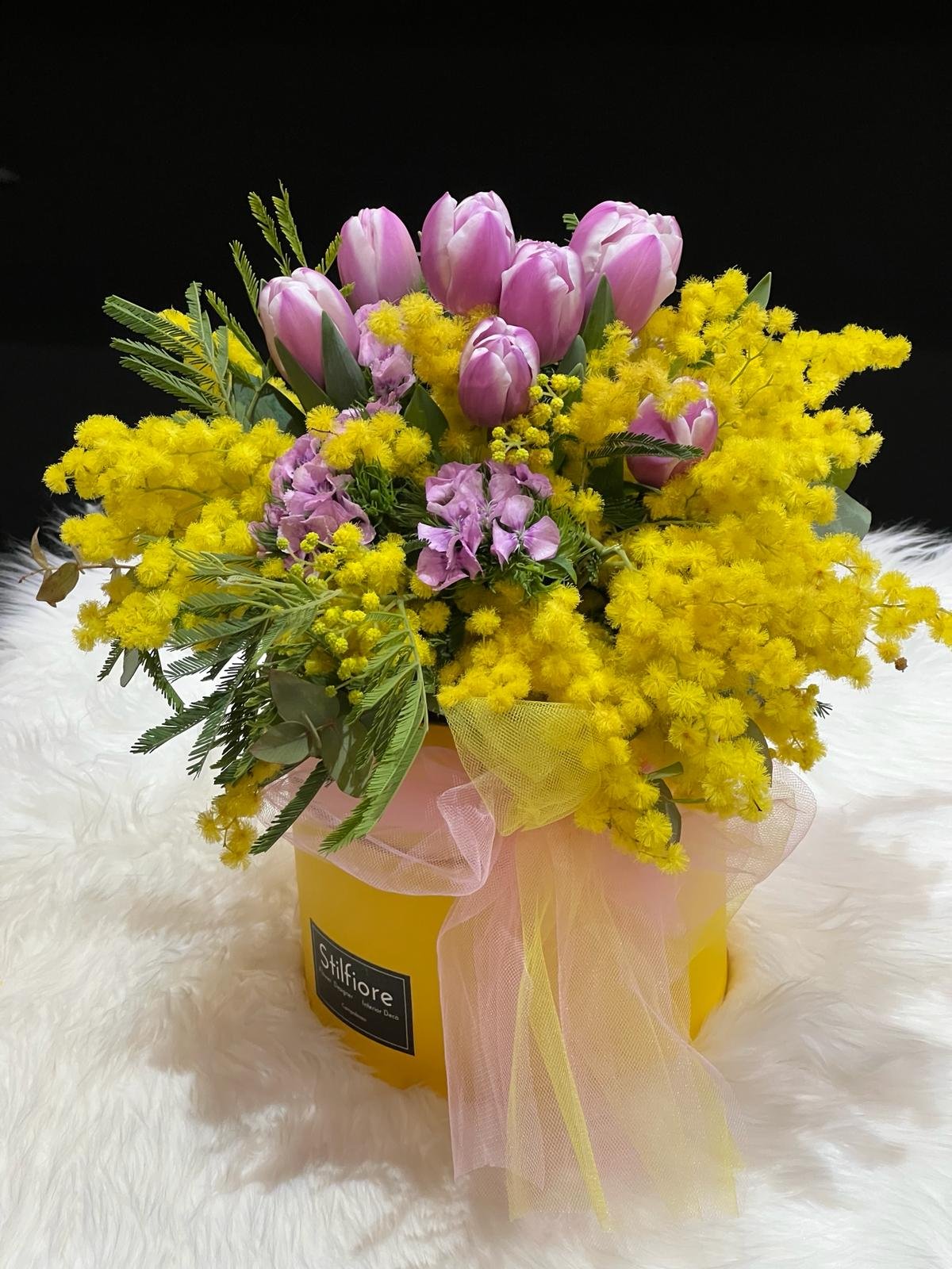 Flowerbox con mimosa e tulipani – 1000031632